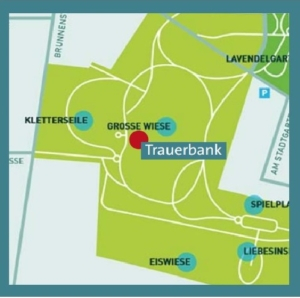 Karte mit dem Standort der Trauerbank im Park